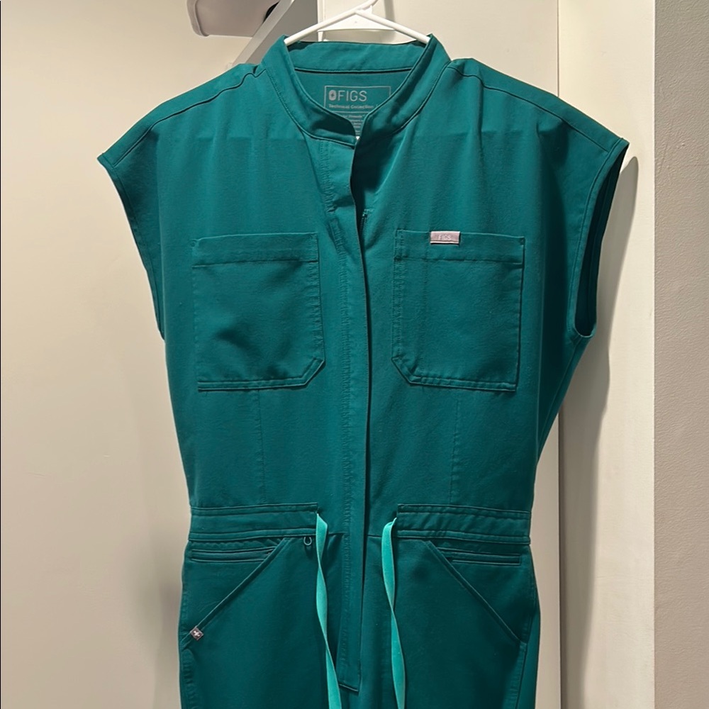 Teal Sleeveless Jumpsuit by Figs